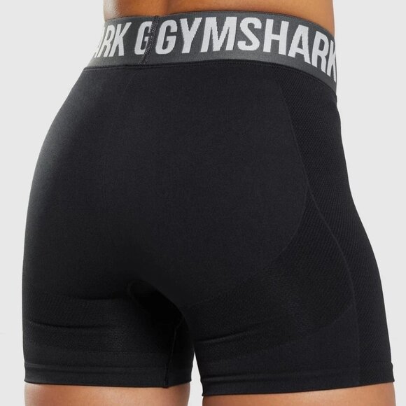 New Gymshark Flex Shorts Black/Charcoal Compression Sweat Wicking Body Contour - Picture 4 of 16